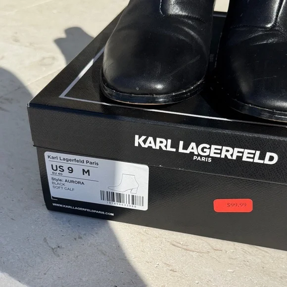 Karl Lagerfeld Black Ankle Boots - Picture 3 of 6